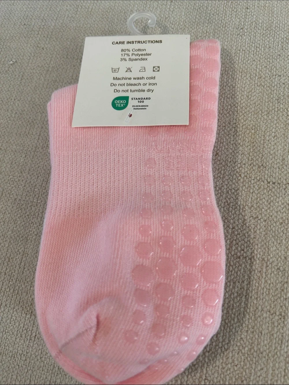 Pilates Univer 1883 Country Club Nonslip Grip Crew Socks, Pink, NWT